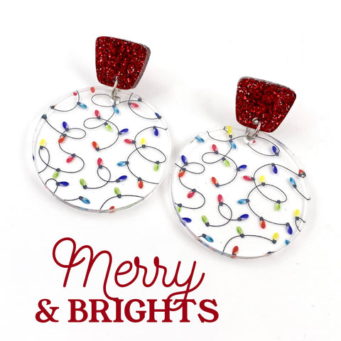 2" Merry & Bright Piggyback -Christmas Acrylic Earrings