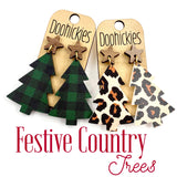 2.25" Festive Country Trees - Christmas Acrylic Earrings