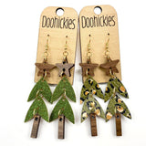 3.25" Layered Cork and Wood Tree Collection - Christmas Earrings