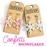 1.25" Confetti Snowflakes - Christmas Acrylic Earrings