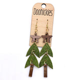 3.25" Layered Cork and Wood Tree Collection - Christmas Earrings