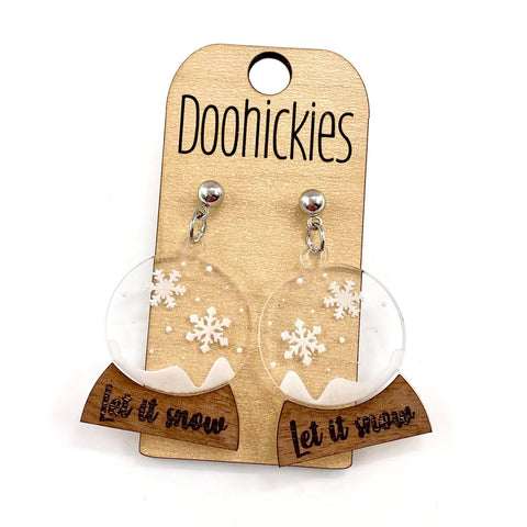 1.5" Let it Snow Globe Acrylic Dangles - Christmas Earrings