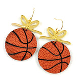 2" Custom Bows & Basketball Dangles - Sports Earrings