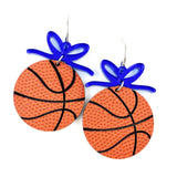 2" Custom Bows & Basketball Dangles - Sports Earrings