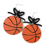 2" Custom Bows & Basketball Dangles - Sports Earrings