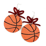 2" Custom Bows & Basketball Dangles - Sports Earrings