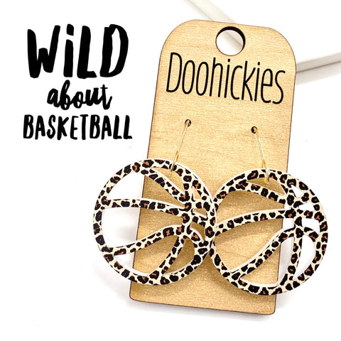 1.24" Wild About Basketball Leopard Dangles - Sports Earrings