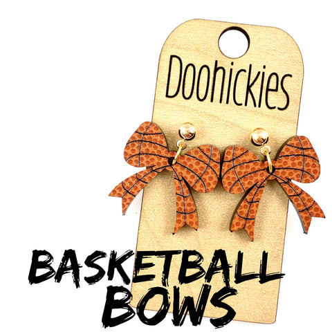 1.25" Basketball Bow Dangle Earrings - Sports Earrings