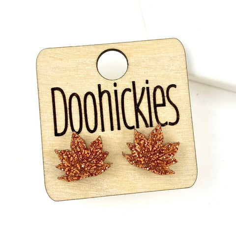 Pumpkin Spice Glitter Leaf Studs - Fall Acrylic Singles