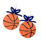 2" Custom Bows & Basketball Dangles - Sports Earrings