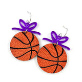 2" Custom Bows & Basketball Dangles - Sports Earrings