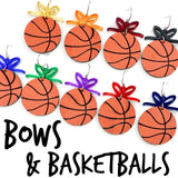 2" Custom Bows & Basketball Dangles - Sports Earrings