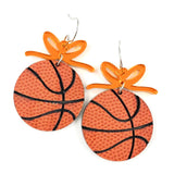 2" Custom Bows & Basketball Dangles - Sports Earrings