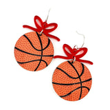 2" Custom Bows & Basketball Dangles - Sports Earrings