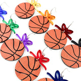 2" Custom Bows & Basketball Dangles - Sports Earrings