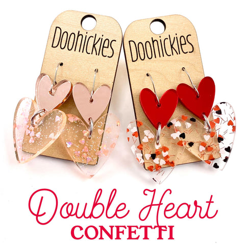 Double Love Hearts -Valentine's Acrylic Earrings