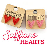 16mm Saffiano Hearts -Valentine's Earrings