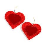 Glitter 3-D Hearts -Valentine Acrylic Earrings