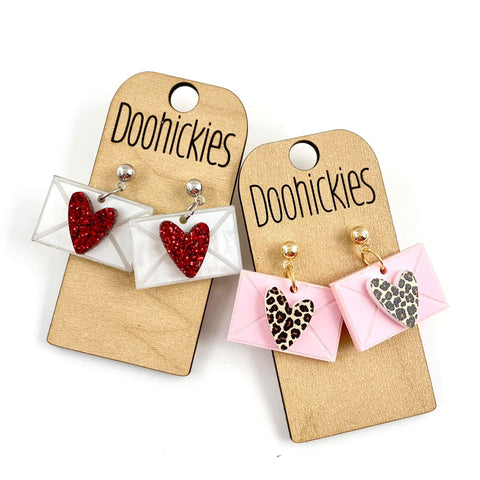 Sealed With a Kiss Acrylic Dangles Valentines Earrings