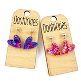 Dainty Confetti Hearts Acrylic Valentines Dangle Earrings