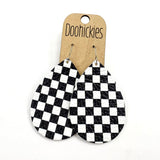 2.5" The Checkered Cupid Mini Collection - Valentines Leather Earrings