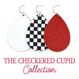 2.5" The Checkered Cupid Mini Collection - Valentines Leather Earrings