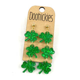 Sparkle Shamrock Acrylic Dangles - St. Patrick's Day Earrings