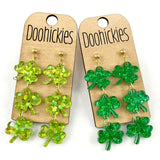 Sparkle Shamrock Acrylic Dangles - St. Patrick's Day Earrings