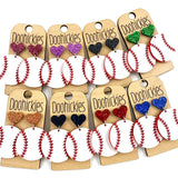 1.9" Custom I Heart Baseball Dangles - Sports Earrings