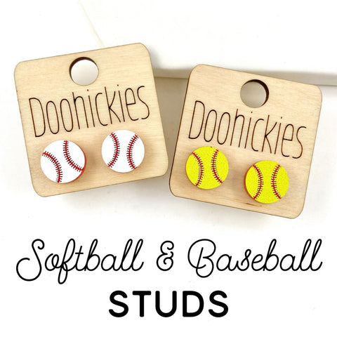 12mm Baseball & Softball Studs - Sports Earrings