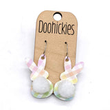 1.5" Printed Bunny Tail Dangles - Easter Earrings