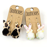 1.5" Printed Bunny Tail Dangles - Easter Earrings