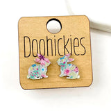 15mm Spring Print Bunny Studs - Easter Earrings