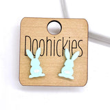 16mm Pastel Bunnies with White Tails Acrylic Studs - Easter Earrings