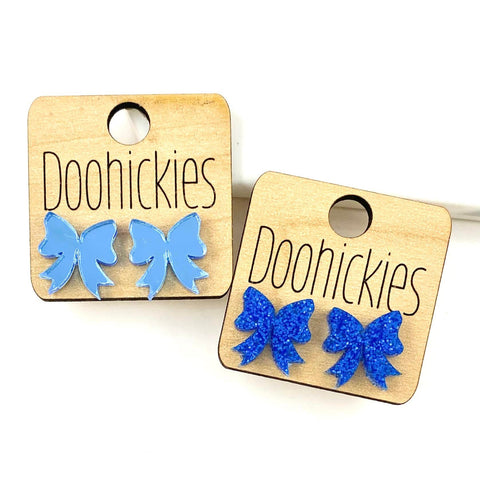 15mm Blue Mirror Autism Awareness Bow Studs