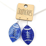 1.5" Glitter School Spirit Football Dangles - Custom Spirit Earrings