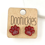 13mm School Spirit Paw Studs - Custom Spirit Earrings