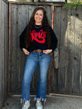 Love in Metallic Red Puff Sweatshirt - PLEASE ALLOW 3-5 BUSINESS DAYS FOR SHIPPING