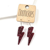 1.5" Glitter School Spirit Bolt Dangles - Custom Spirit Earrings