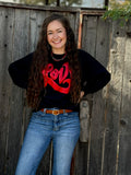 Love in Metallic Red Puff Sweatshirt - PLEASE ALLOW 5-7 BUSINESS DAYS FOR SHIPPING