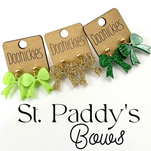 St. Patrick's Day Bow Dangle Earrings