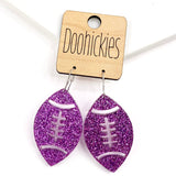 1.5" Glitter School Spirit Football Dangles - Custom Spirit Earrings