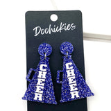 2" Painted Cheer Megaphone Dangles - Custom Spirit Earrings