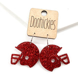 1.25" Glitter School Spirit Helmet Dangles - Custom Spirit Earrings