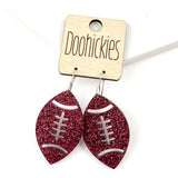 1.5" Glitter School Spirit Football Dangles - Custom Spirit Earrings