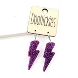 1.5" Glitter School Spirit Bolt Dangles - Custom Spirit Earrings