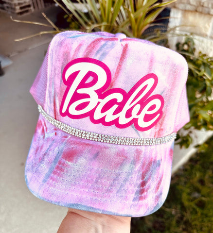 Painted Babe DTF on Light Pink Trucker Hat - PLEASE ALLOW 3-5 BUSINESS DAYS FOR SHIPPING