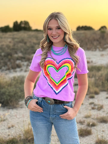 Rainbow Heart I Love You Tee - PLEASE ALLOW 3-5 BUSINESS DAYS FOR SHIPPING