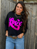 Love in Metallic Pink Puff Sweatshirt - PLEASE ALLOW 5-7 BUSINESS DAYS FOR SHIPPING