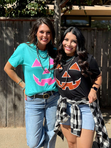 Glitter Jack O' Lantern Tee - PLEASE ALLOW 3-5 BUSINESS DAYS FOR SHIPPING